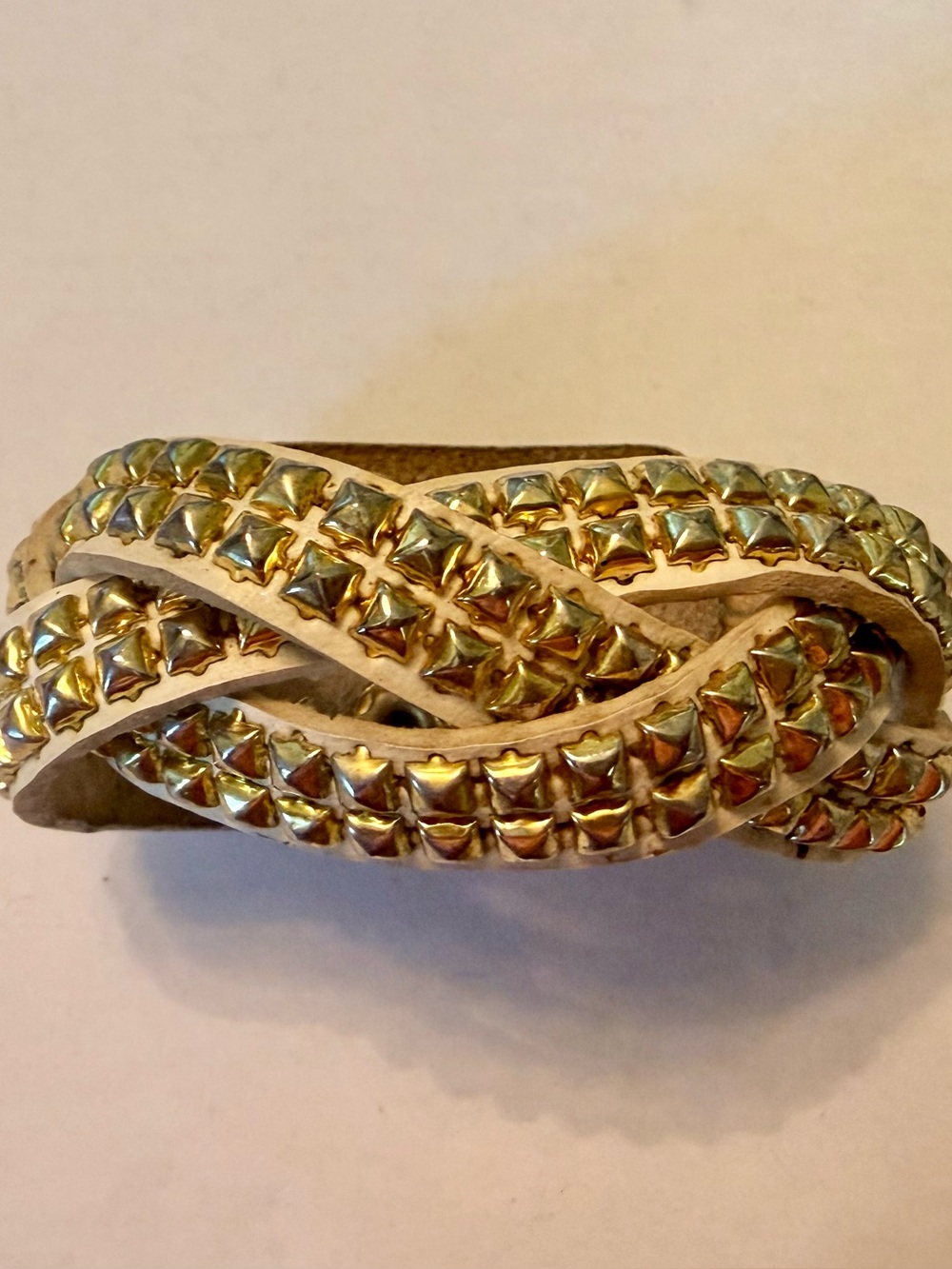 Gold-Tone Twisted Studded Cuff Bracelet - Women Jewelry